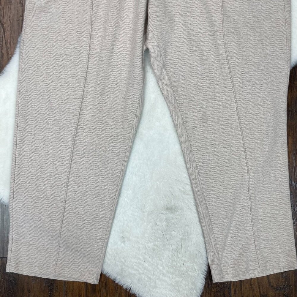 Lands' End Pants XXL Tapered Ankle Cream Beige Herringbone Stretch Knit Women's - Picture 3 of 11